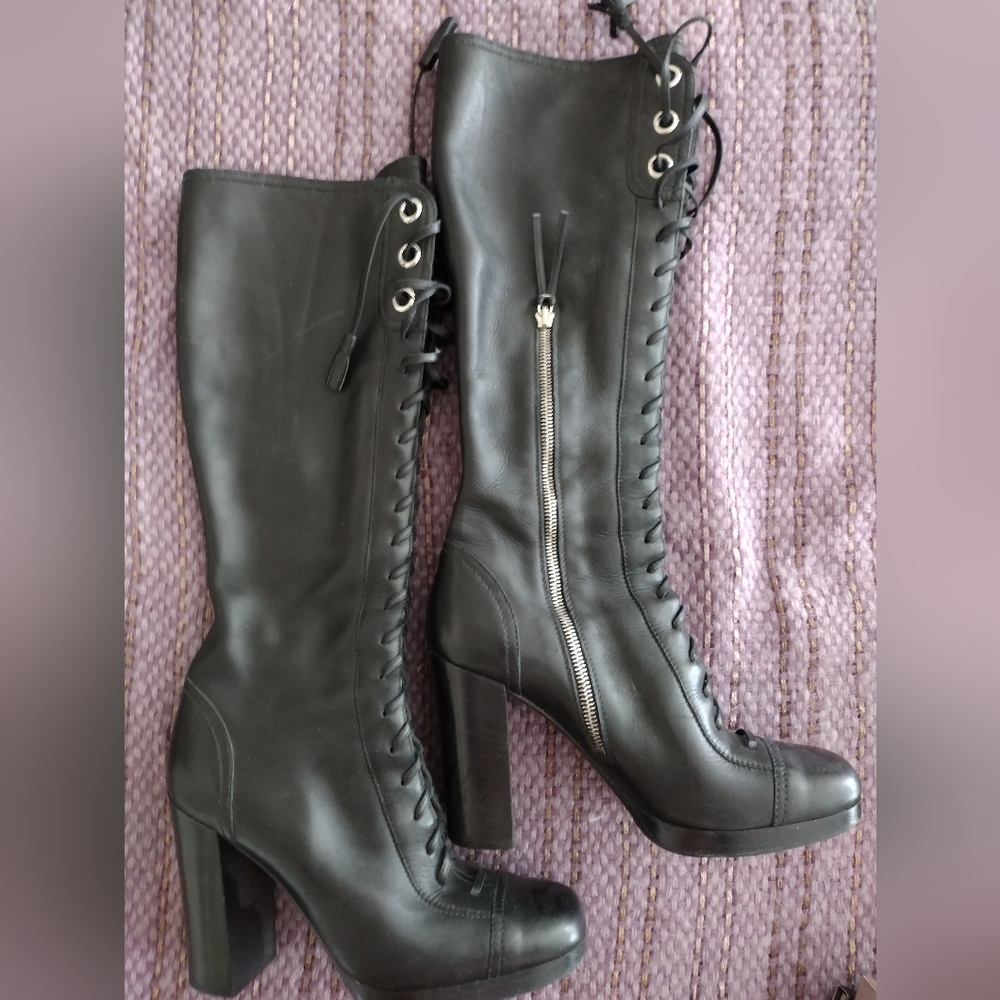 Mui Mui knee high  women's lace up boots size 9